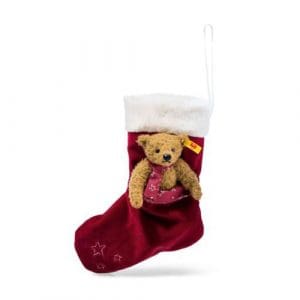 Teddy Bear With Christmas Stocking, Russet