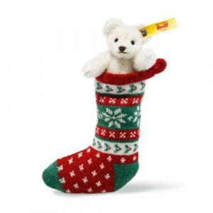 Mini Teddy Bear In Sock, White