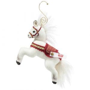 Christmas ornament horse 10 cm white