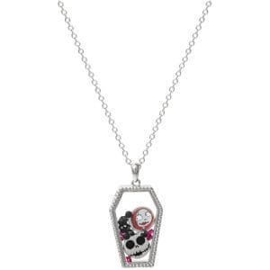Disney Nightmare Before Christmas Red and black Silver plated Floating Stone Necklace