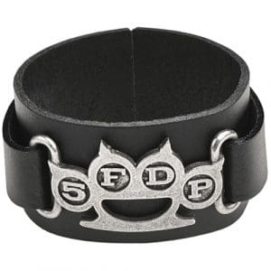 Five Finger Death Punch Knuckle Duster Leather Wriststrap Bracelet