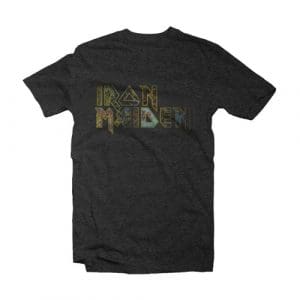 Iron Maiden Eddies Logo Amplified Vintage Charcoal Large T Shirt