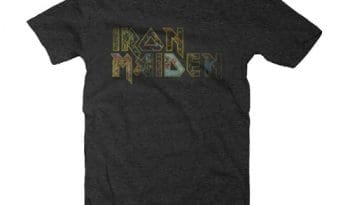 Iron Maiden Eddies Logo Amplified Vintage Charcoal Large T Shirt