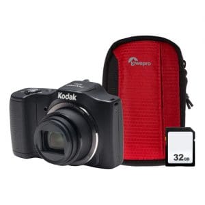 Kodak PIXPRO FZ152 16MP 15x Zoom Compact Camera 32GB SD Card & Case - Black
