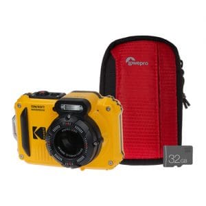 Kodak PIXPRO WPZ2 16MP 4x Zoom Tough Compact Camera 32GB MicroSD Card & Case - Yellow
