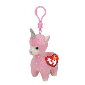Lana Pink Llama With Horn - Beanie - Key Clip