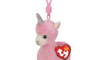 Lana Pink Llama With Horn - Beanie - Key Clip