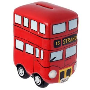 London Icons Red Routemaster Bus Ceramic Money Box