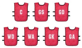 (Pack of 7) Mesh Netball Training Bibs (Youths, Adult): Red - Youths