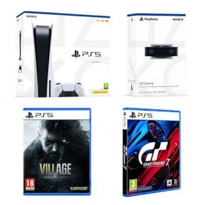 PlayStation 5 Disc Edition Bundle with *B Grade - HD Camera*, Resident Evil Village, and Gran Turismo 7