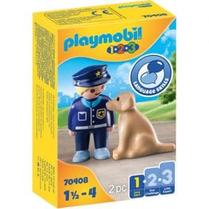 Playmobil 1.2.3 Police Officer With Dog For 18+ Months