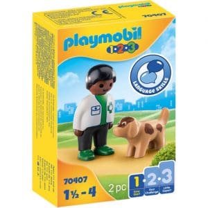 Playmobil 1.2.3 Vet With Dog For 18+ Months