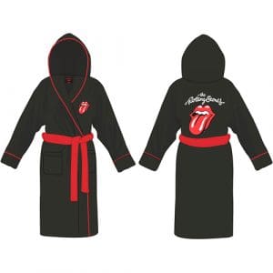 Rolling Stones Classic Tongue Logo Black Fleece Bathrobe Medium / Large
