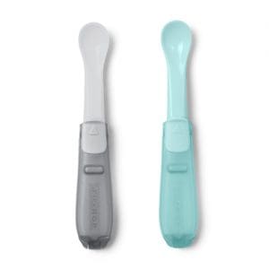 Skip Hop 2 Pack Easy Fold Travel Spoons Grey and Soft Teal