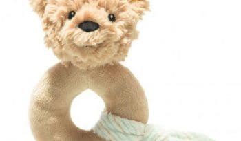 Soft Cuddly Friends Jimmy Teddy bear grip toy with rattle, beige