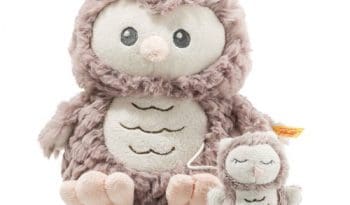 Soft Cuddly Friends Ollie owl music box, rose brown