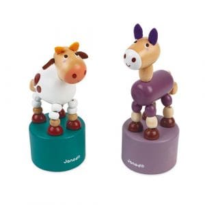 Janod Pocket Cow and Donkey Push up Puppet