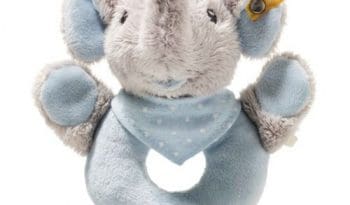 Trampili elephant grip toy with rattle, grey/blue