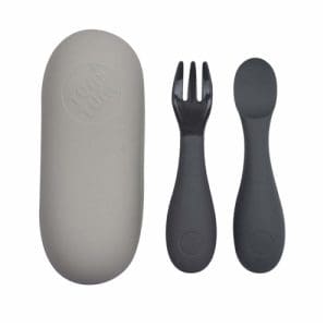 Tum Tum Silicone Baby Cutlery Set With Case - Grey