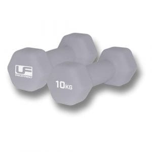 Urban Fitness Hex Dumbbells - Neoprene Covered (Pair) - Silver 10kg