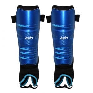 Uwin Hockey Shinguards: Royal/Black/Aqua - Medium