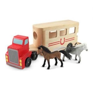 Wooden Horse Box and Horses