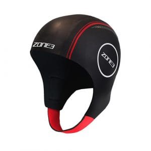 Zone3 Neoprene Swim Cap: Black/Red - Medium
