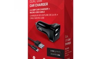iSound 2.4A Dual USB Car Charger + Cable - Black