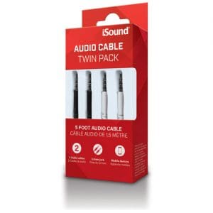 iSound 3.5mm Audio 5ft Cable Twin Pack  - Black & White