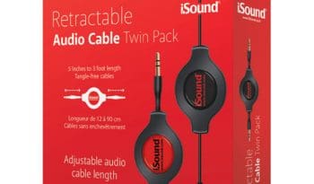 iSound 3.5mm Retractable Audio 3ft Cable Twin Pack - Black