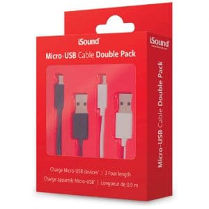 iSound Micro-USB 3ft Cable Twin Pack - Black & White