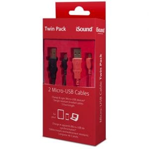 iSound Micro-USB 5ft Cable Twin Pack - Black & Red