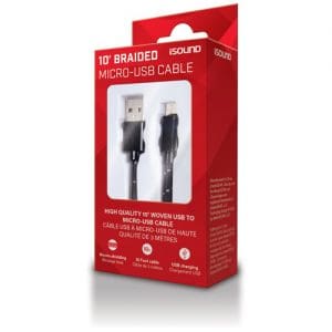 iSound Micro-USB Braided Charge & Sync 10ft Cable - Black