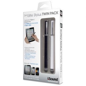 iSound Touch Screen Elite Stylus Twin Pack - 1 Black & 1 White